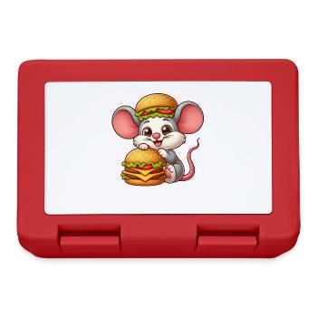 Lustige Maus Ratte Cheeseburger Comic Fast Food - Brotdose - Rot - Vorne