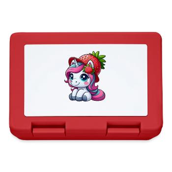 Sweet Unicorn with Strawberry Fruity Summer Whimsical - Lunchbox - red - Front