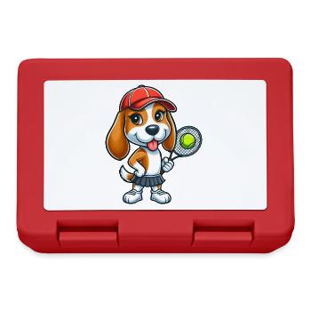 Lustiger Hund Beagle Tennis Comic Tennisspieler - Brotdose - Rot - Vorne