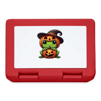 Cute Halloween Frog Witch Hat Pumpkin Cartoon - Lunchbox - red - Front