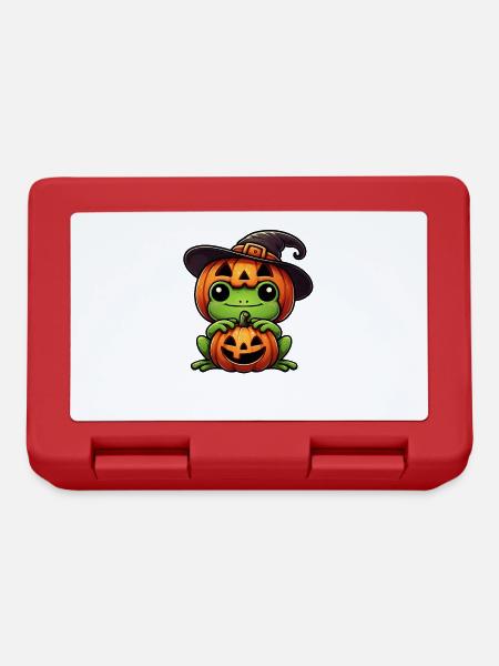 Mignon Halloween grenouille sorcière chapeau citrouille dessin animé - Boîte à goûter - rouge