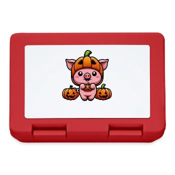 Mignon Halloween Cochon Citrouille Dessin Animé - Boîte à goûter - rouge - Devant