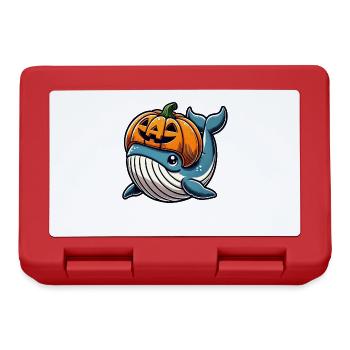 Cute Halloween Sea Animal Whale in Pumpkin Hat - Lunchbox - red - Front