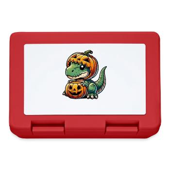 Halloween Dino T-Rex Dinosaurier Kürbis Süß - Brotdose - Rot - Vorne