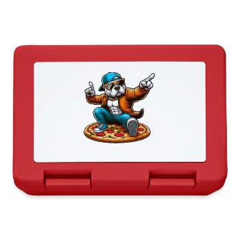 Cool dog Pitbull dances and loves pizza - Lunchbox - red - Front