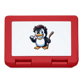 Lustiger Pinguin Eishockey Cartoon Spieler - Brotdose - Rot - Vorne