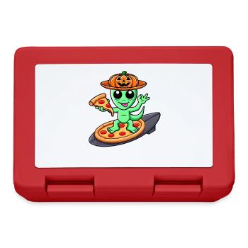 Halloween Alien Surfer Pizza Dessin animé - Boîte à goûter - rouge - Devant