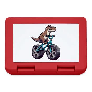 Drôle de dinosaure T-Rex à vélo - Boîte à goûter - rouge - Devant