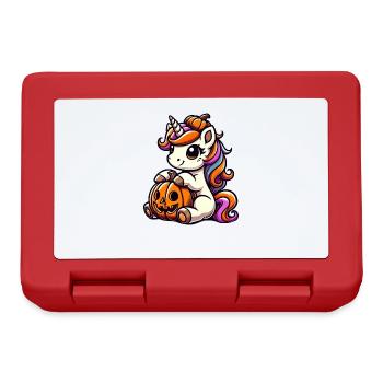 Cute Unicorn Halloween Pumpkin Cartoon - Lunchbox - red - Front