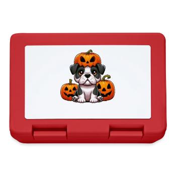 Lustige Halloween Kürbisse Bulldogge Helm Hut - Brotdose - Rot - Vorne
