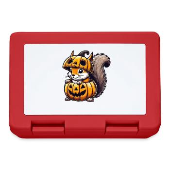 Cute Halloween Squirrel Pumpkin Cartoon - Lunchbox - red - Front