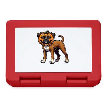 Mignon Halloween Boxer Chien Dessin animé Citrouille - Boîte à goûter - rouge - Devant