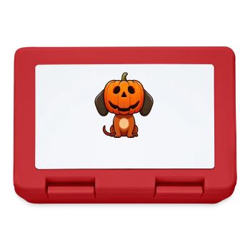 Süßer Dackel Hund Kürbis Halloween Cartoon - Brotdose - Rot - Vorne