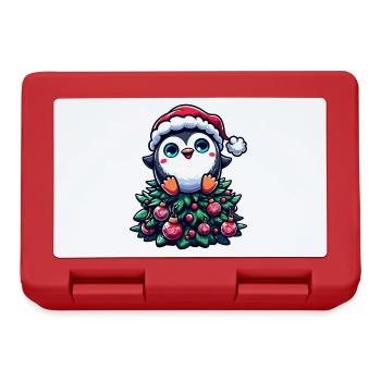 Lustiger Pinguin Weihnachtsbaum Skurril - Brotdose - Rot - Vorne