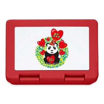 Panda mit roten Luftballons und Konfetti. - Brotdose - Rot - Vorne