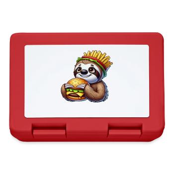 mignon paresseux burger dessin animé restauration rapide - Boîte à goûter - rouge - Devant
