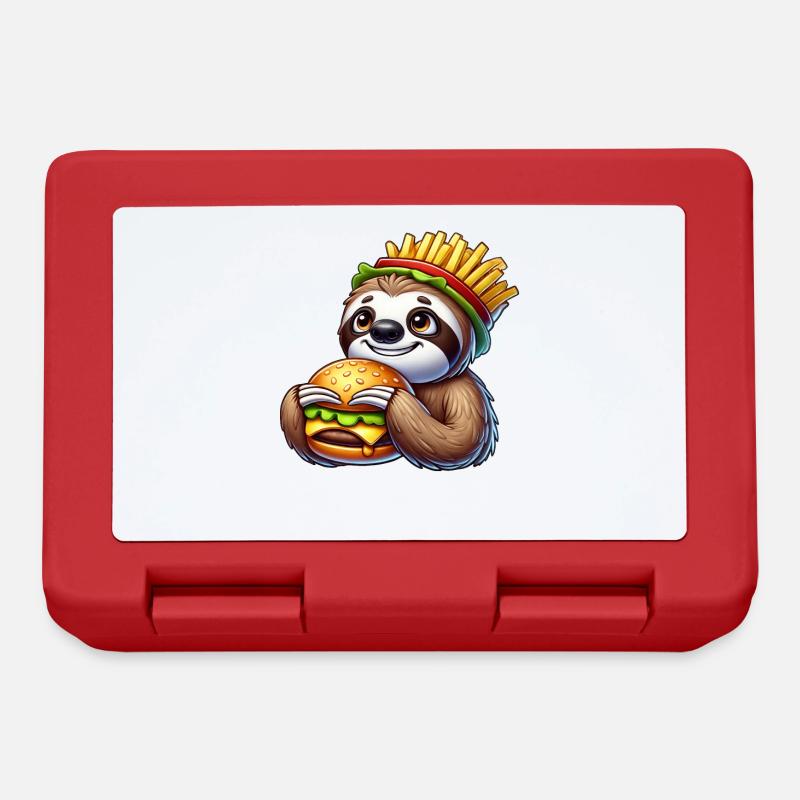 mignon paresseux burger dessin animé restauration rapide - Boîte à goûter - rouge