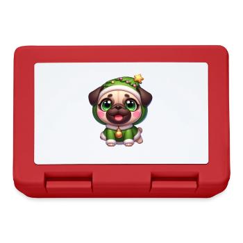 Christmas Pug in Funny Tree Costume - Lunchbox - red - Front