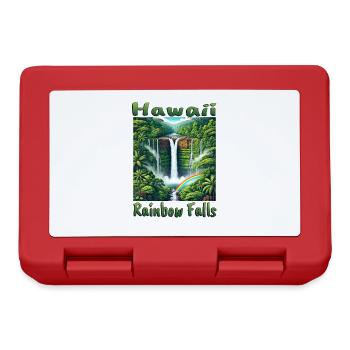 Hawaii rainbow waterfall lush forest - Lunchbox - red - Front