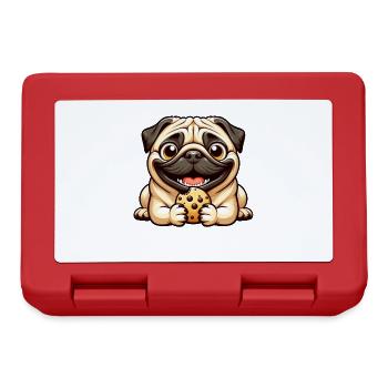 Cute Pug Cookie Cookies Cartoon Dessert Dog - Lunchbox - red - Front
