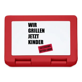 Wir grillen jetzt Kinder - Brotdose - Rot - Vorne