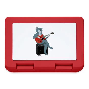 CAT PLAYS THE BLUES - cat playing guitar - Lunchbox - red - Front