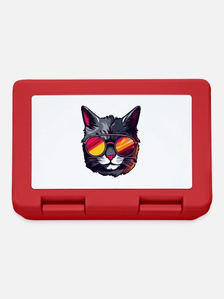 Katze Symbol Kopf Porträt Cool - Brotdose - Rot