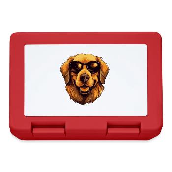 Golden Retriever Dog Head Portrait Cool - Lunchbox - red - Front