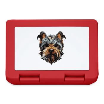 Yorkshire Terrier Hund Portrait - Brotdose - Rot - Vorne