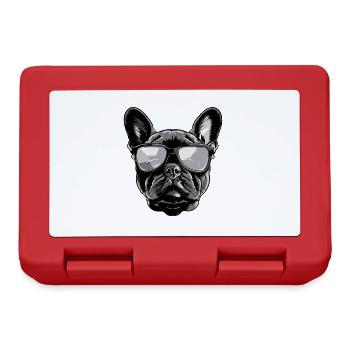 Französische Bulldogge Hund Kopf Porträt - Brotdose - Rot - Vorne
