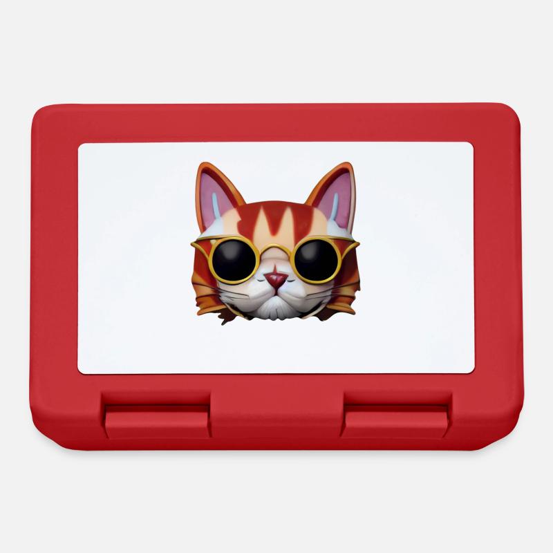 Magisches lustiges Katzengesicht mit Sonnenbrille! - Brotdose - Rot