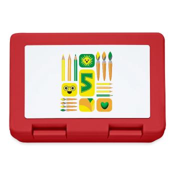5 / Grüne fünf mit Sonne zum Kindergeburtstag. - Brotdose - Rot - Vorne