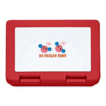 Hydrogen H2 Bond Cute Cartoon Says Hi - Lunchbox - red - Front