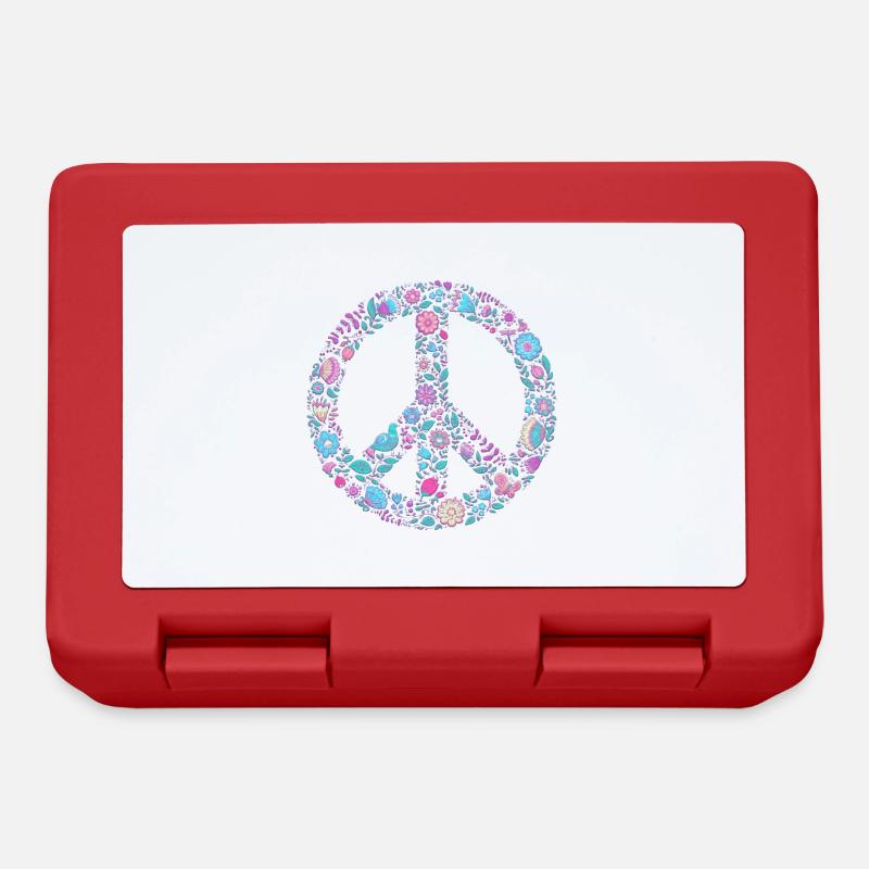Flower Peace | Peacezeichen Geschenkidee - Brotdose - Rot