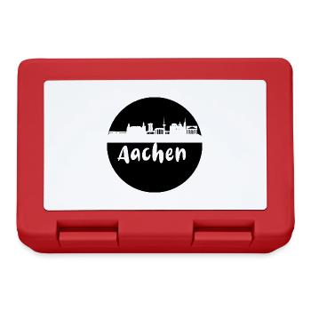 aachen,skyline, kreis, scherenschnitt, schwarz - Brotdose - Rot - Vorne