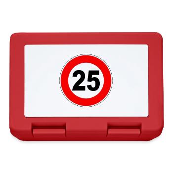 25. Geburtstag - 25 - Feier - Straßenschild - Brotdose - Rot - Vorne