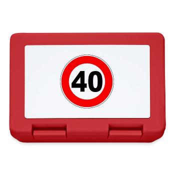 40. Geburtstag - 40 - Feier - Straßenschild - Schi - Brotdose - Rot - Vorne