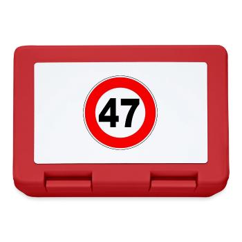 47. Geburtstag - 47 - Feier - Straßenschild - Brotdose - Rot - Vorne