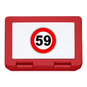 59. Geburtstag - 59 - Feier - Straßenschild - Brotdose - Rot - Vorne