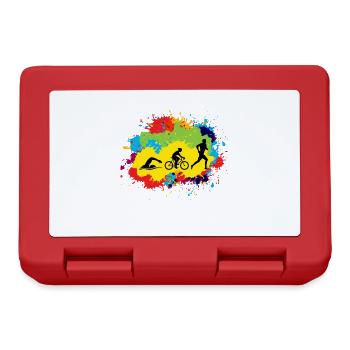 Swim Bike Run Triathlon Triathlete Watercolour - Lunchbox - red - Front