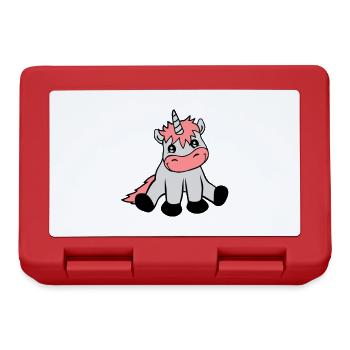 Sitzendes niedliches Einhorn - Brotdose - Rot - Vorne