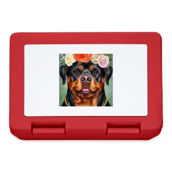 Roxy Rotty Rottweiler with Flowers in her Hair - Lunchbox - red - Front