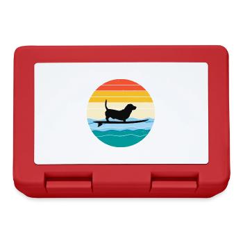 Basset Hound Owner Dog Surfing Surfboard Retro - Lunchbox - red - Front