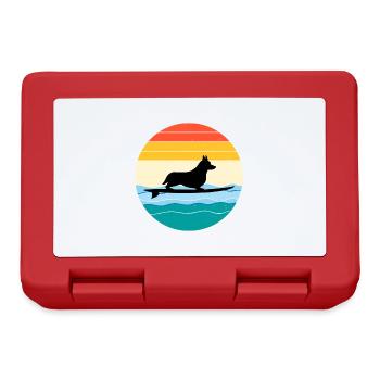 Cardigan Welsh Corgi Dog Surfing Sea Vintage retro - Lunchbox - red - Front