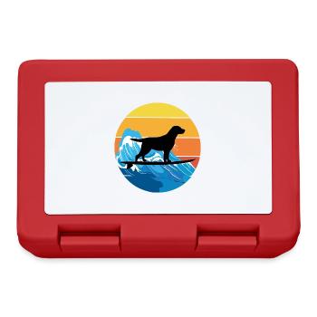 Labrador Retriever Hund Surfen Vintage Retro Meer - Brotdose - Rot - Vorne