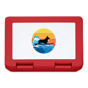 Cardigan Welsh Corgi Dog Surfing Vintage Retro - Lunchbox - red - Front