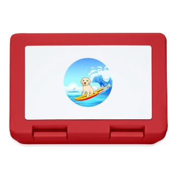 Labrador Retriever Dog Surfing Sea Waves - Lunchbox - red - Front