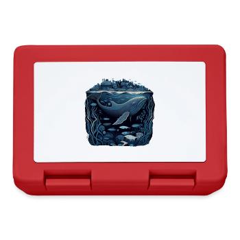 Whale swimming under a city - Lunchbox - red - Front