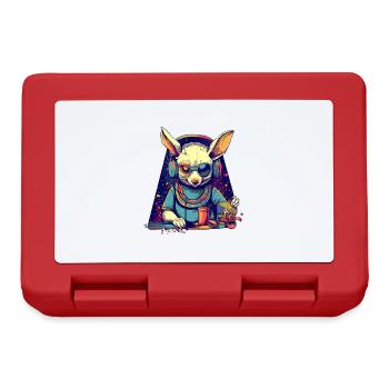 Lapin cool en tant que DJ avec des lunettes de soleil cassées - Boîte à goûter - rouge - Devant
