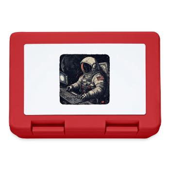 Cool retro astronaut operates computers - Lunchbox - red - Front